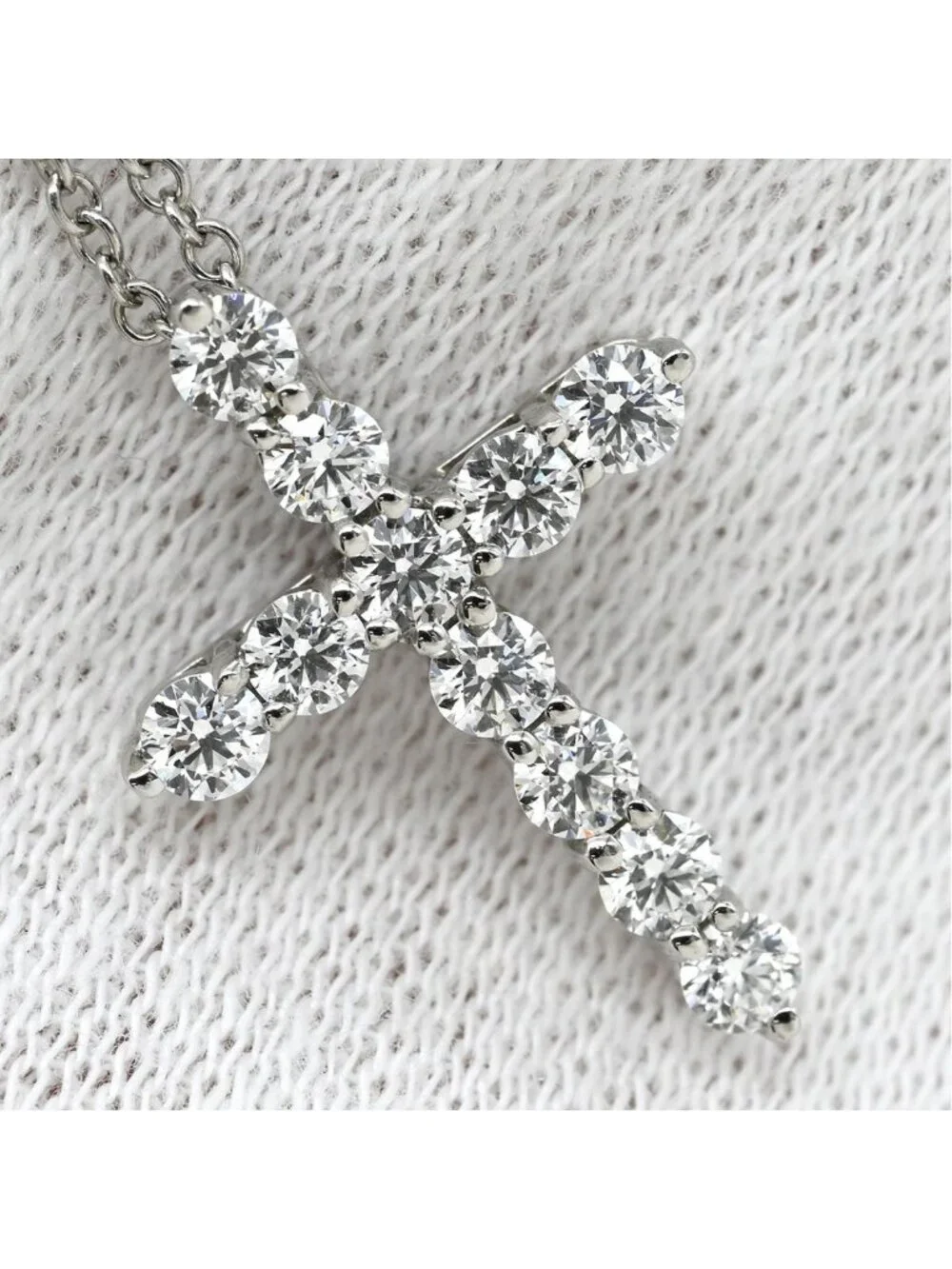 Tiffany & Co Necklace Small Cross Diamond Pendant Platinum Silver 11